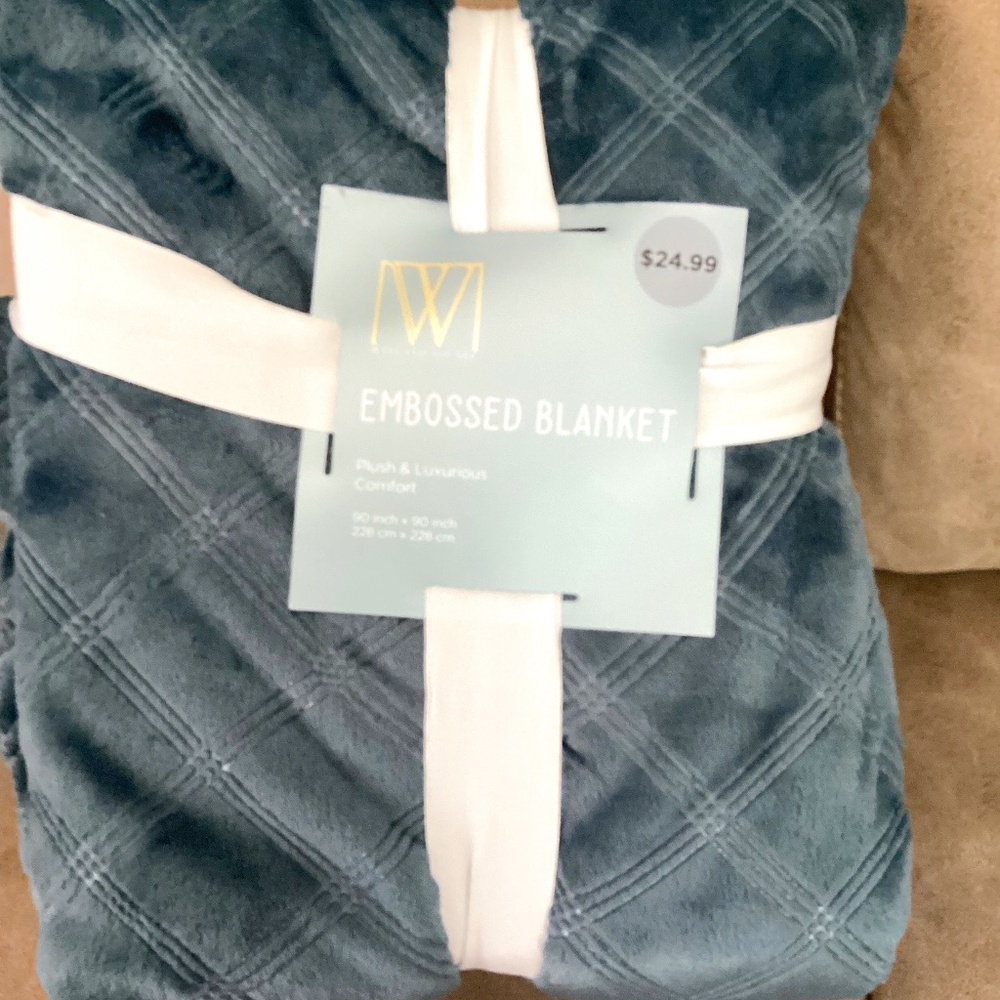 Wayland Square plush Blue throw New w/tag